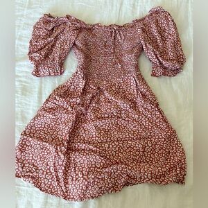 Inthebeginning pink cheetah off shoulder dress